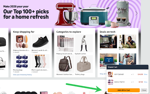 Amazon Cart Sharing Helper :: Collect Amazon cart and generate share link, receive link and add items to cart in bulk.