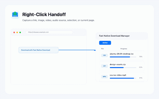 Fast Native Download Manager :: Intercept downloads and send links to Fast Native Download Manager from Chrome.