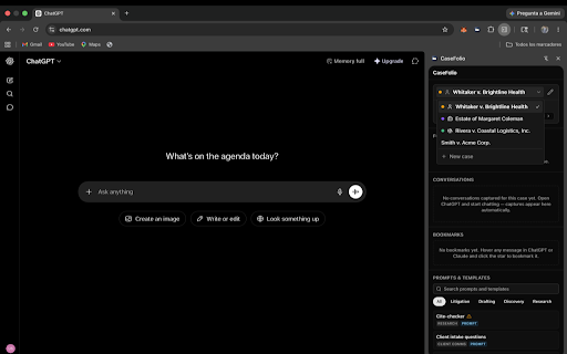 CaseFolio — Private AI Case Manager for Lawyers :: Private, local-only case manager for lawyers. Prompt templates, PII guard & disclaimers. Works with ChatGPT & Claude.