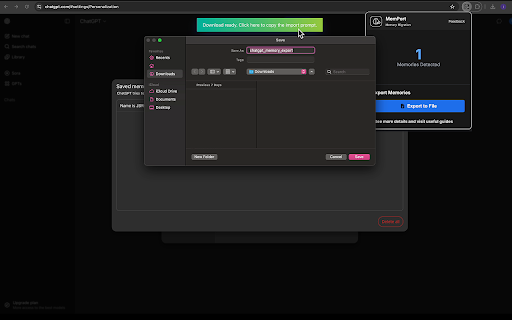 MemPort – ChatGPT Memory Backup & Restore :: Back up and restore your ChatGPT memory via the extension popup using CSV files.
