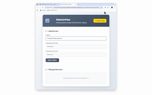 SelectorPass - Secure Password Manager :: Secure password manager with precision CSS targeting and complete local storage