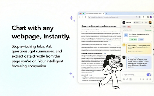 Nexus AI – Smart Web & PDF Context Analyzer, Summarizer :: Smart context-aware AI summaries for web & PDFs. Instantly chat with files, rewrite content, and extract structured data to CSV.