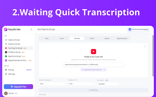 EasyScribe: AI Transcribe & Screen Record for YouTube, TikTok :: Free AI transcription for YouTube, podcasts, and any audio or video. Transcribe, translate, and summarize instantly.