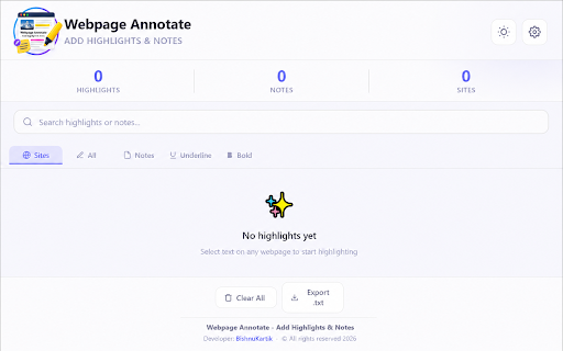 Webpage Annotate - Add Highlights & Notes :: Highlight text, add notes, and annotate any webpage and PDF. All saved locally.