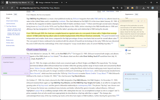 NoteWise :: Create, view, and manage visual notes directly on web pages. All notes are stored locally.