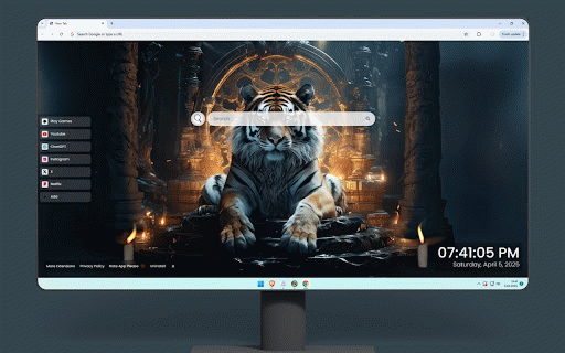 Tiger Live Wallpaper :: Majestic tiger sitting in a mystical golden temple surrounded by candles and ancient relics.