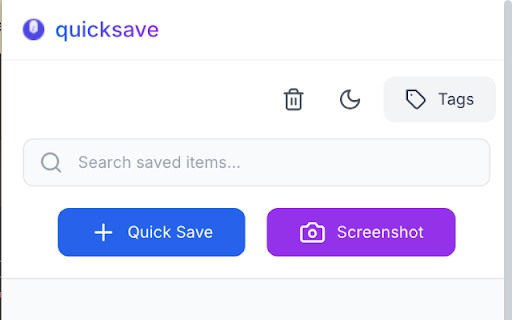 QuickSave :: Save and organize web content with quick text capture, screenshots, tags, and smart search