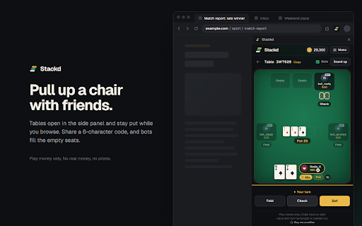 Stackd: Play-Money Blackjack, Poker & Roulette :: Play money only. No real money, no prizes, chips can't be bought or cashed out. Blackjack, Hold'em and roulette with friends.