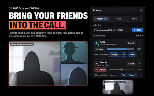 OME.UNDFND: IP Locator & Auto Skip for Ome.tv :: Adds an overlay to Ome.tv that shows your chat partner's approximate location and network, with skip filters and camera tools.