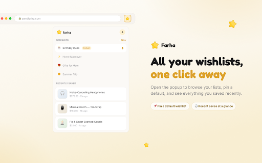 Universal Wishlist – Save Products from Any Website | Farha :: One-click save from Amazon, Etsy, eBay, Shopify or any store to your universal wishlist. Syncs with the free Farha app.