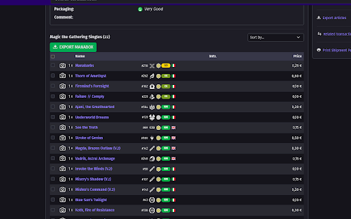 CardMarket Plus :: Add functionality to cardmarket site such as export wants, remember the last wantlist used and many more