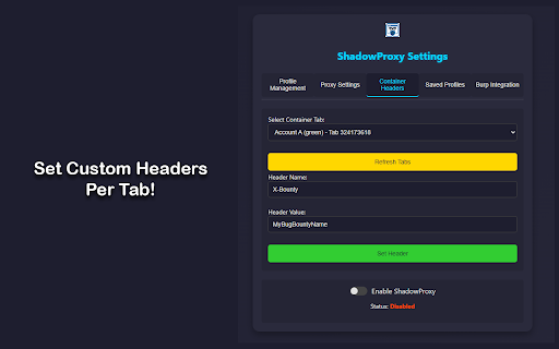 ShadowProxy :: A browser extension to manage proxy settings and integrate with Burp Suite.