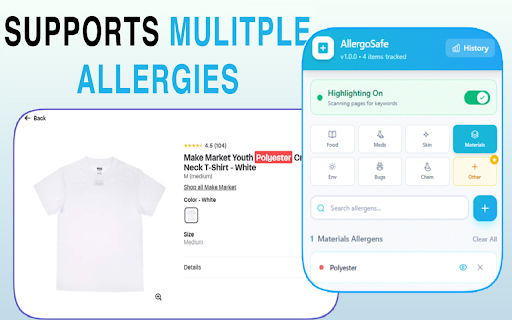 AllergoSafe – Allergy & Ingredient Highlighter :: Instantly highlight allergens and risky ingredients on any shopping or food webpage