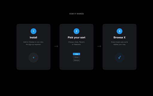 X Reply Sorter :: No more rage bait from the algorithm. Automatically sort X/Twitter replies by Likes, Recent, or Relevant.