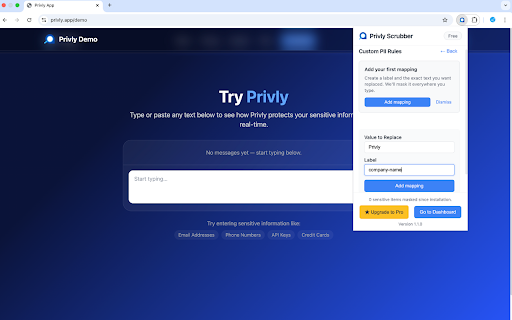 Privly :: Mask sensitive & personal information in any AI prompt before sending.