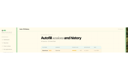 Cvelo Autofill :: Autofill supported job applications with your Cvelo resume, cover letter, and profile data.