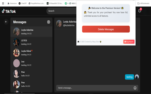 TikTok Messages Cleaner Pro :: 🧹 Easily clean your TikTok messages with one click! 🚀