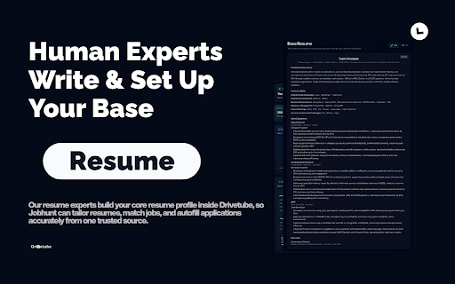 Drivetube Autofill — Job Scout, Resume Tailor, Instant Apply :: AI-powered job application assistant. Auto-fills forms from your saved profile so you can apply faster and more accurately.