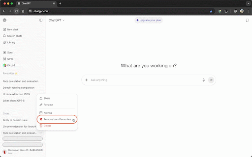 FavGPT :: Pin chats to a Favourites section in the ChatGPT sidebar.