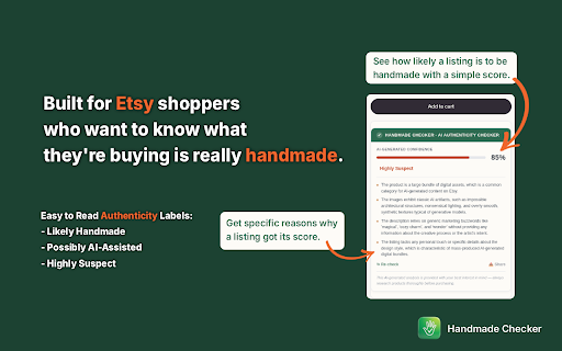 Handmade Checker :: Analyzes Etsy listings for AI-generated authenticity using AI.