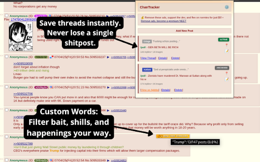 ChanTracker :: Save, monitor, and archive your favorite 4chan threads in one place.