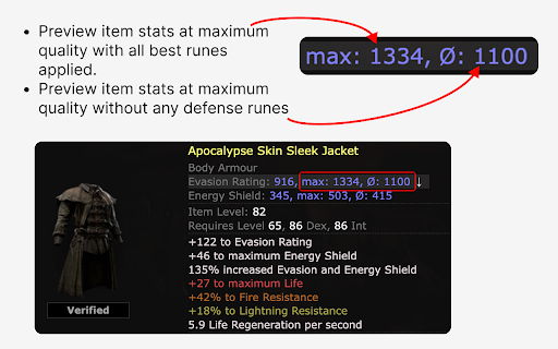 POE2 Real Armour :: Shows items true potential - displaying stats when fully upgraded or without defense runes - to help you find undervalued gear.