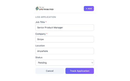 We Are Distributed – Job Tracker :: Log job applications and track responses without leaving your browser.
