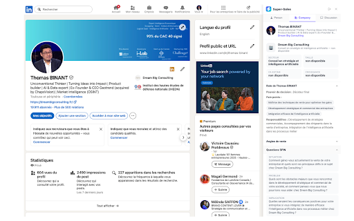 Super-Sales for LinkedIn :: Simulez la réaction de vos prospects LinkedIn avant d'envoyer un message.