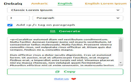 ደባልቅ (Debalq) :: Amharic Lorem Ipsum generator