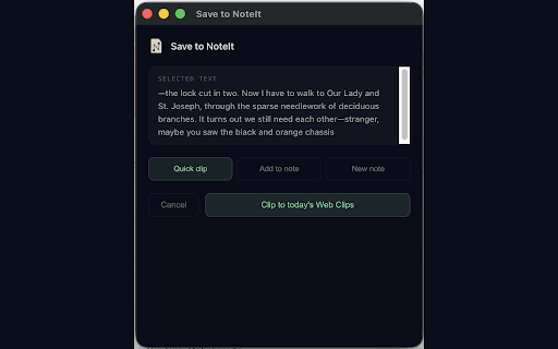 NoteIt – Web Clipper :: Clip selected text from any page and save it to your NoteIt account.