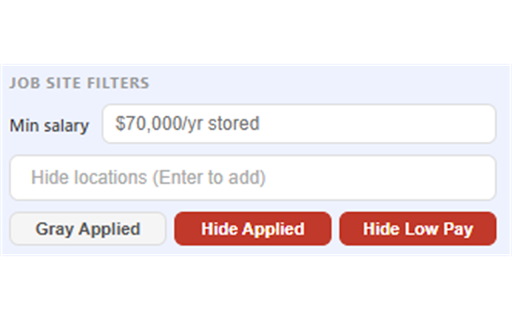 Job Checkmark :: Track which jobs you have applied to on LinkedIn and Indeed, see salaries at a glance, and filter out low-pay listings.