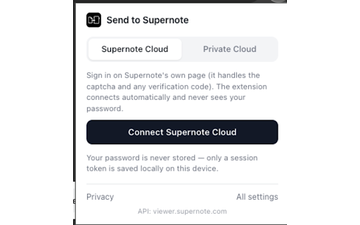 Send to Supernote :: Capture the current web page and send it to your Supernote tablet via Supernote Cloud or your own Private Cloud.