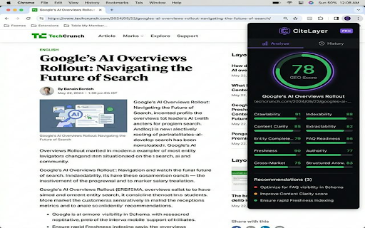 CiteLayer — AI Search Optimizer :: Instantly analyze any webpage's AI search visibility. Get GEO scores, optimization insights, and actionable recommendations.