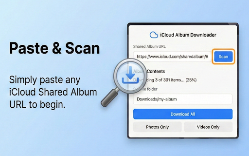 iCloud Album Downloader :: Download entire shared iCloud photo albums — see item counts and download everything in one click.