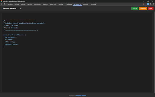 API Context Extractor :: Extracts API JSON responses and generates strictly typed TypeScript interfaces.