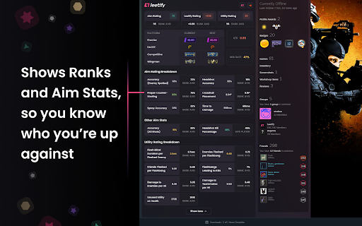 Leetify :: Display CS2 match stats on the Steam profile of Counter-Strike players.