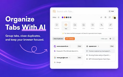 Cosearch - Search Tabs, Bookmarks & History :: AI bookmark manager, tab organizer, and browser history search. Save pages, capture screenshots, and manage todos with Cosearch.