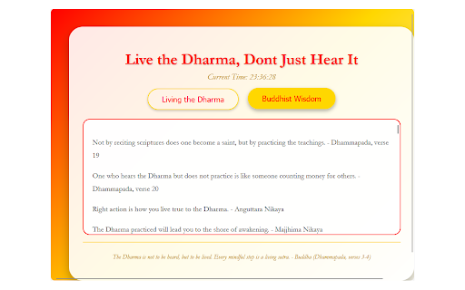 Live the Dharma :: The Dharma is not to be heard, but to be lived. Every mindful step is a living sutra
