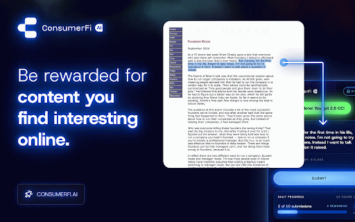 ConsumerFi App – Earn Rewards for Browsing the Internet :: Earn rewards for web browsing. Complete daily tasks, share content, and watch your credits grow. Privacy-first and easy to use.