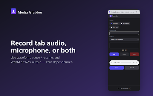 Media Grabber - Video & Audio Downloader :: Video and audio downloader for the web. Detect and save media from any page, with HLS/DASH (m3u8) support via FFmpeg.