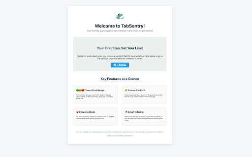 TabSentry :: A Chrome extension to manage tabs and stay focused.