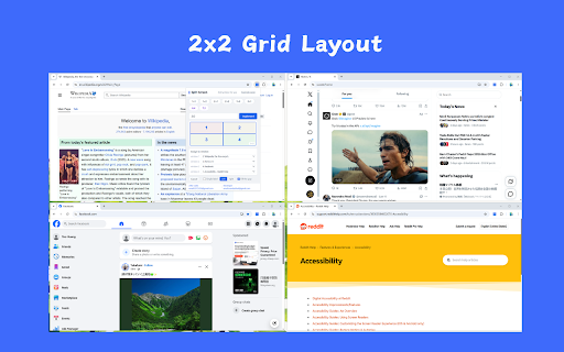 how to split screen :: Arrange browser tabs into multi-window layouts. Supports custom ratios.