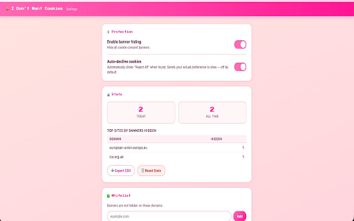 I Don't Want Cookies :: Hides cookie consent banners and GDPR notices automatically. Part of the LoveSpark Suite 💕
