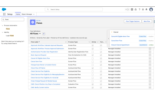 Salesforce Flow Search :: Instantly search all flows in your Salesforce org from the Setup Flows page.