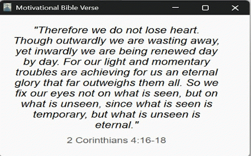 Bible Motivational Message :: Displays a random motivational Bible verse in a popup panel when you open the browser or click 'Show Verse'.