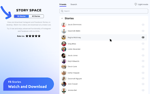 StorySpace Manager for FB and IG Stories :: Anonymous viewer for IG and FB Stories. Download, Search and Upload Instagram and Facebook Story. Private Mode for Insta and FB