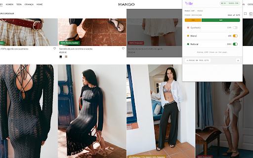 Fibr :: See fabric composition at a glance while browsing fashion retailers.