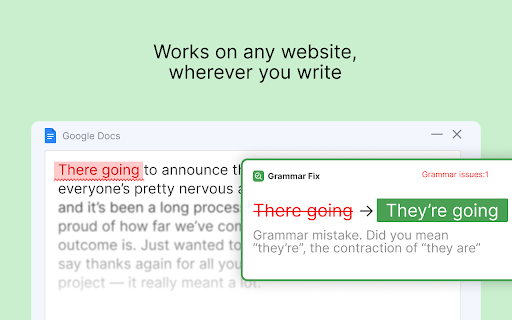GrammarFix: Grammar Checker & Corrector :: Online grammar checker for fast spelling grammar check and sentence correction. Fix writing mistakes instantly as you type.