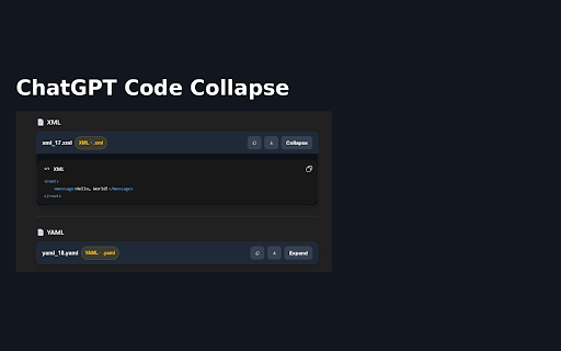 ChatGPT Code Collapse :: Makes ChatGPT code blocks collapsible with copy and download controls using reliable language-based filenames.