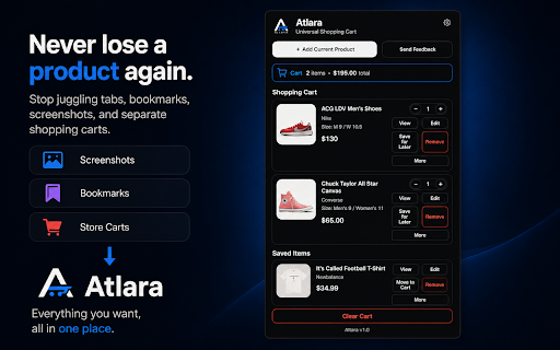 Atlara Cart :: Save products from different websites into one cart.